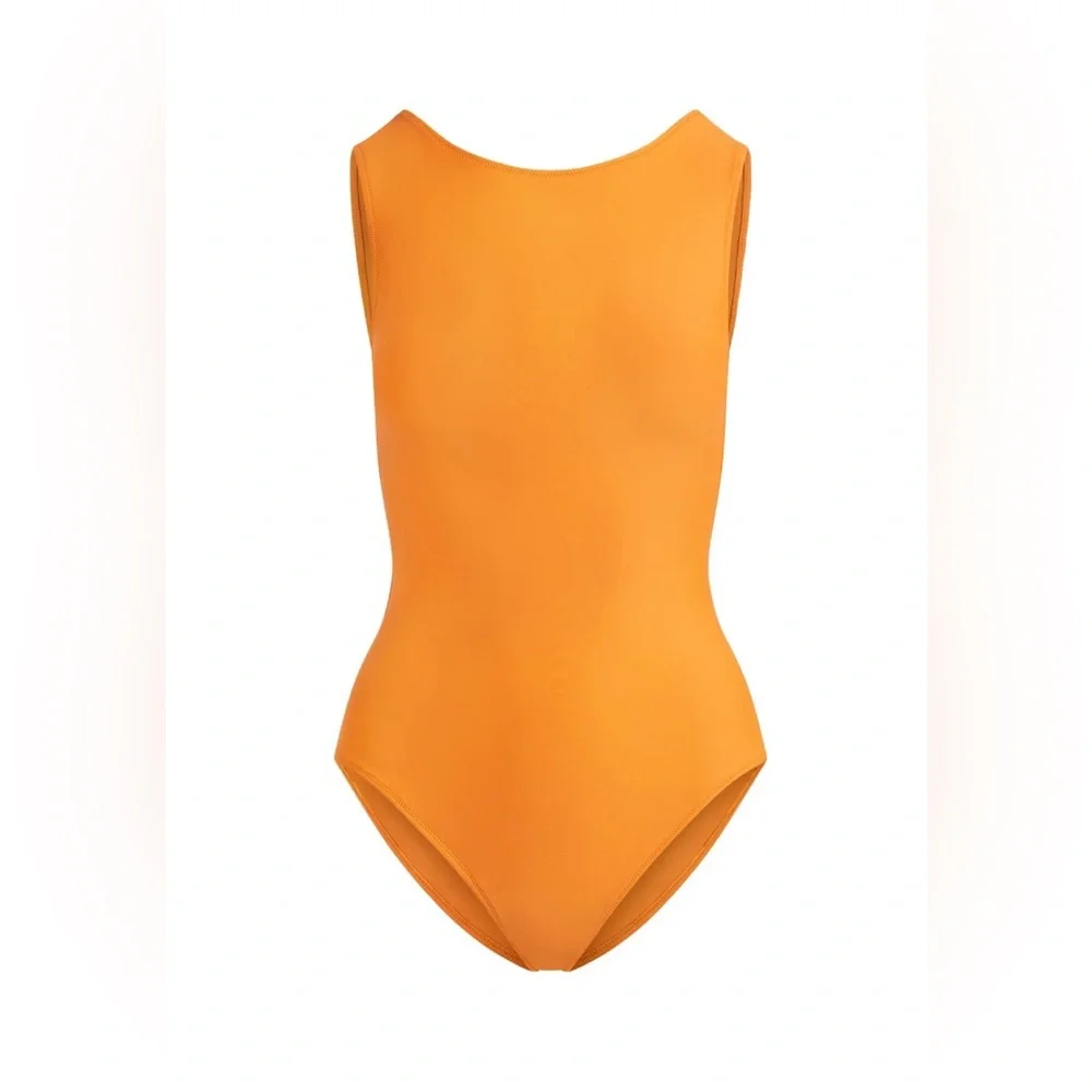 SKIMS Signature Swim High Neck One Piece - Tangerine XS - NWT